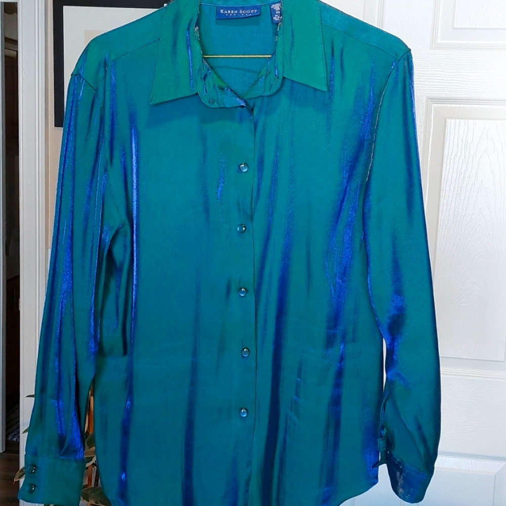 Karen Scott Petites Iridescent Blouse